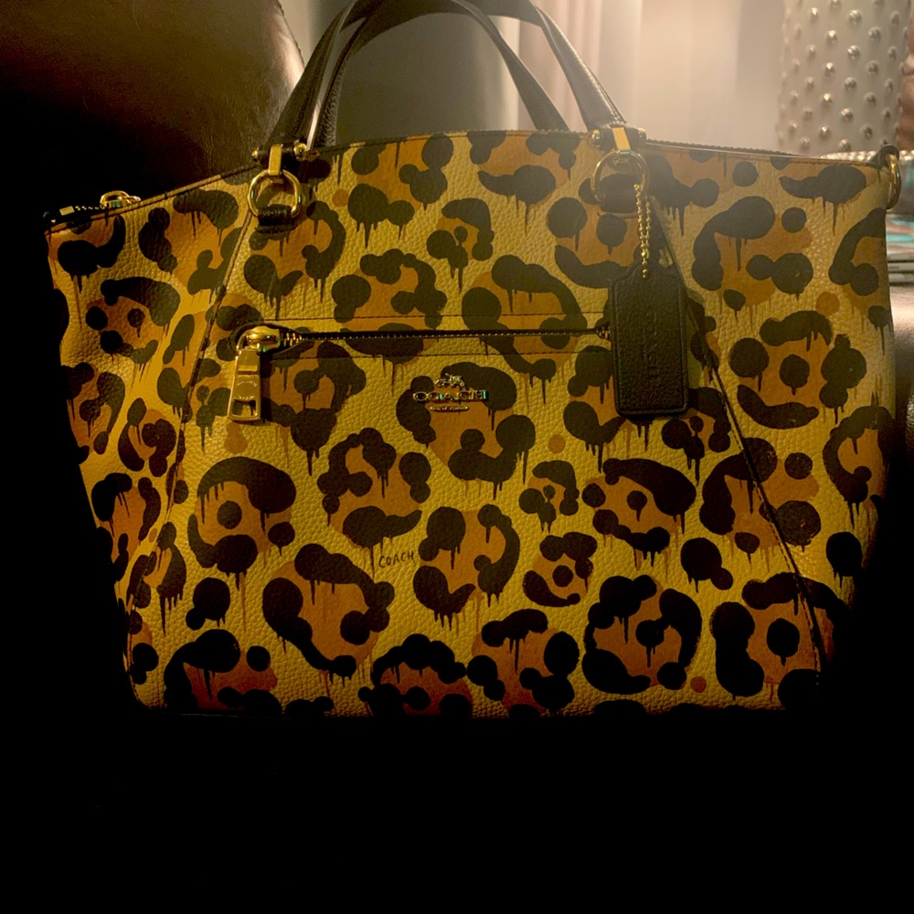 COACH-Gary Baseman Ocelot Edie Tote Leopard Print